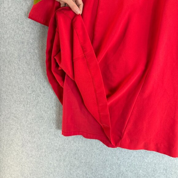 Ann Taylor Size 4 Petite Red Flare Dress Knee Length Office Date Bell Sleeves - Picture 6 of 16